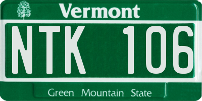 VT license plate NTK106