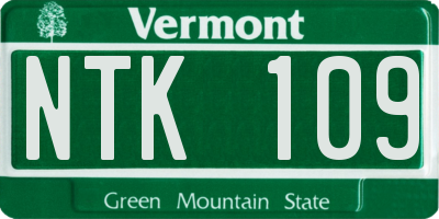 VT license plate NTK109