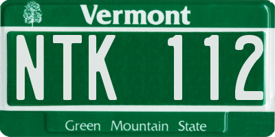 VT license plate NTK112