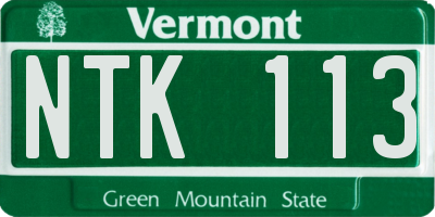 VT license plate NTK113