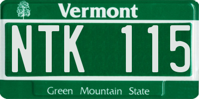 VT license plate NTK115