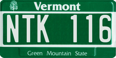 VT license plate NTK116