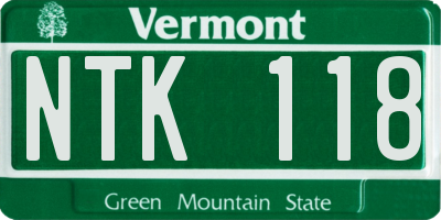 VT license plate NTK118