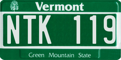 VT license plate NTK119
