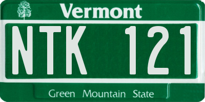VT license plate NTK121