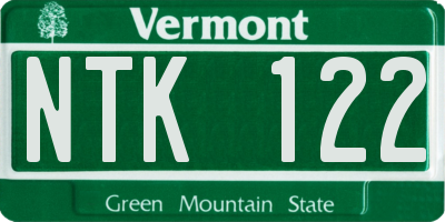 VT license plate NTK122