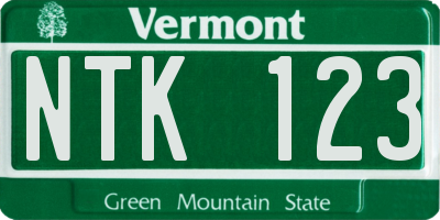 VT license plate NTK123