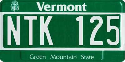 VT license plate NTK125