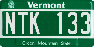 VT license plate NTK133