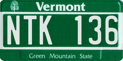 VT license plate NTK136