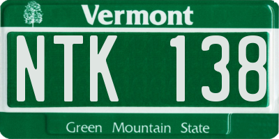 VT license plate NTK138