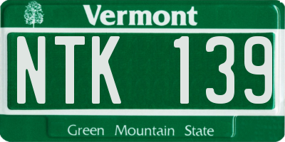 VT license plate NTK139