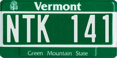 VT license plate NTK141