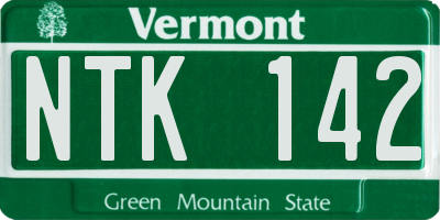 VT license plate NTK142