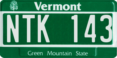 VT license plate NTK143