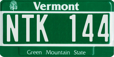 VT license plate NTK144