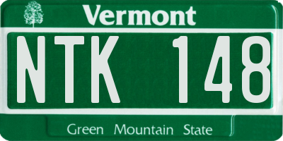 VT license plate NTK148