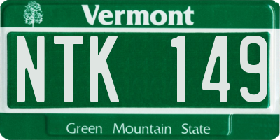 VT license plate NTK149