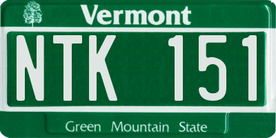 VT license plate NTK151