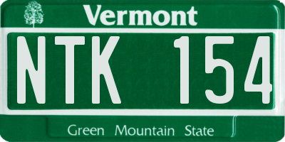 VT license plate NTK154