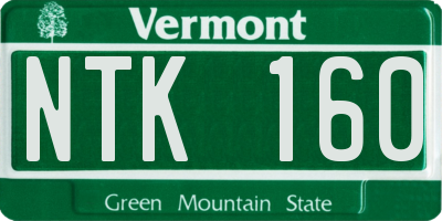 VT license plate NTK160