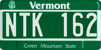 VT license plate NTK162