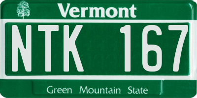 VT license plate NTK167