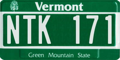 VT license plate NTK171