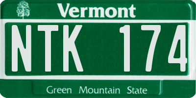 VT license plate NTK174