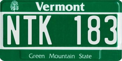 VT license plate NTK183