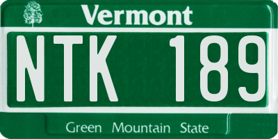 VT license plate NTK189