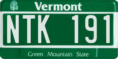 VT license plate NTK191