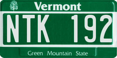 VT license plate NTK192