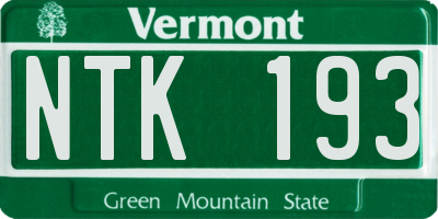 VT license plate NTK193