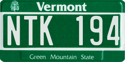 VT license plate NTK194