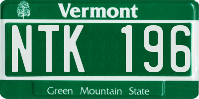 VT license plate NTK196