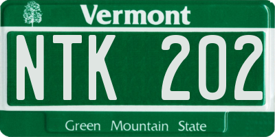 VT license plate NTK202