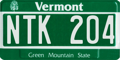 VT license plate NTK204
