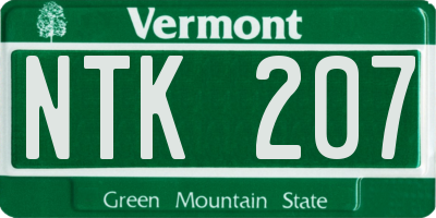 VT license plate NTK207