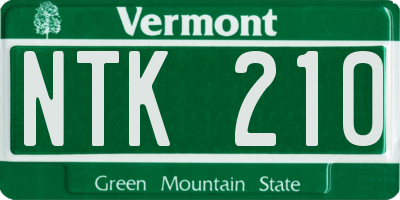 VT license plate NTK210