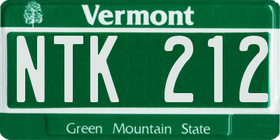 VT license plate NTK212