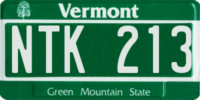 VT license plate NTK213