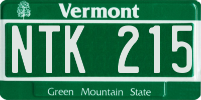 VT license plate NTK215