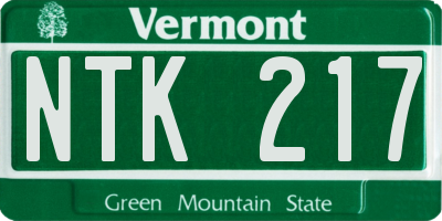 VT license plate NTK217