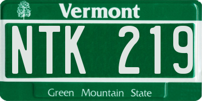 VT license plate NTK219