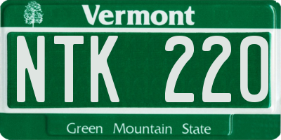 VT license plate NTK220