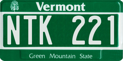 VT license plate NTK221