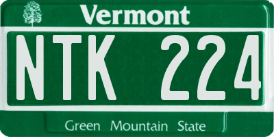 VT license plate NTK224