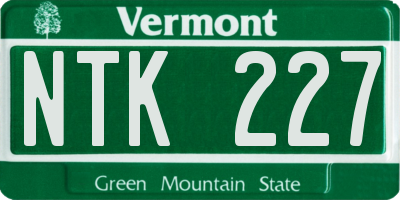 VT license plate NTK227