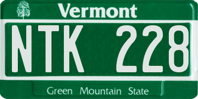 VT license plate NTK228
